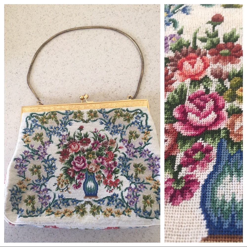 Gorgeous Vintage Cross Stitched Clutch